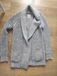 Sweter kardigan ciepły wełniany gruby splot bezowy