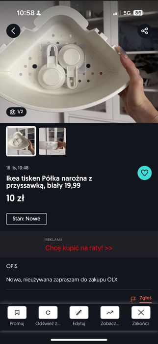 Ikea polka prysznic