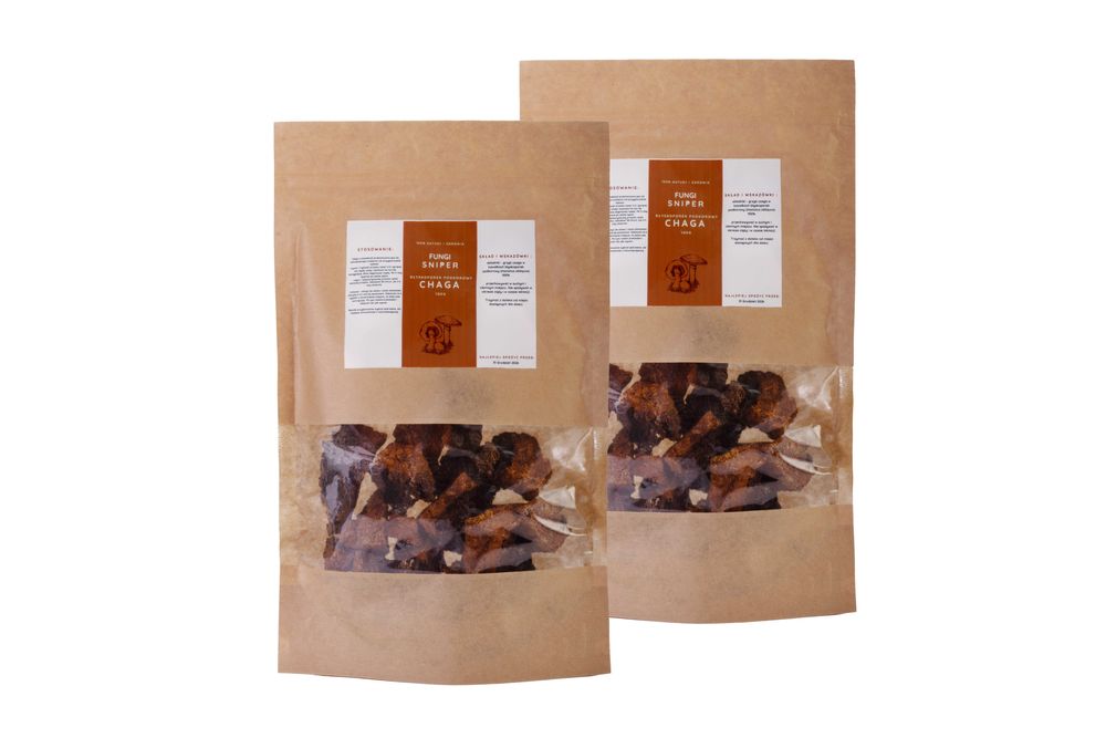 Czaga naturalny 100%  (błyskoporek podkorowy, Chaga) 100g 2pcs