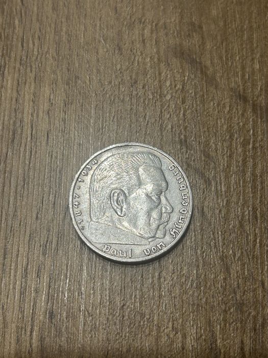 Moneta 5 marek Paul von Hindenburg 1847 - 1934 mennica G 1936