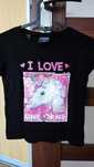 Czarna koszulka z cekinami I love unicorns 7-8 lat jednorożec