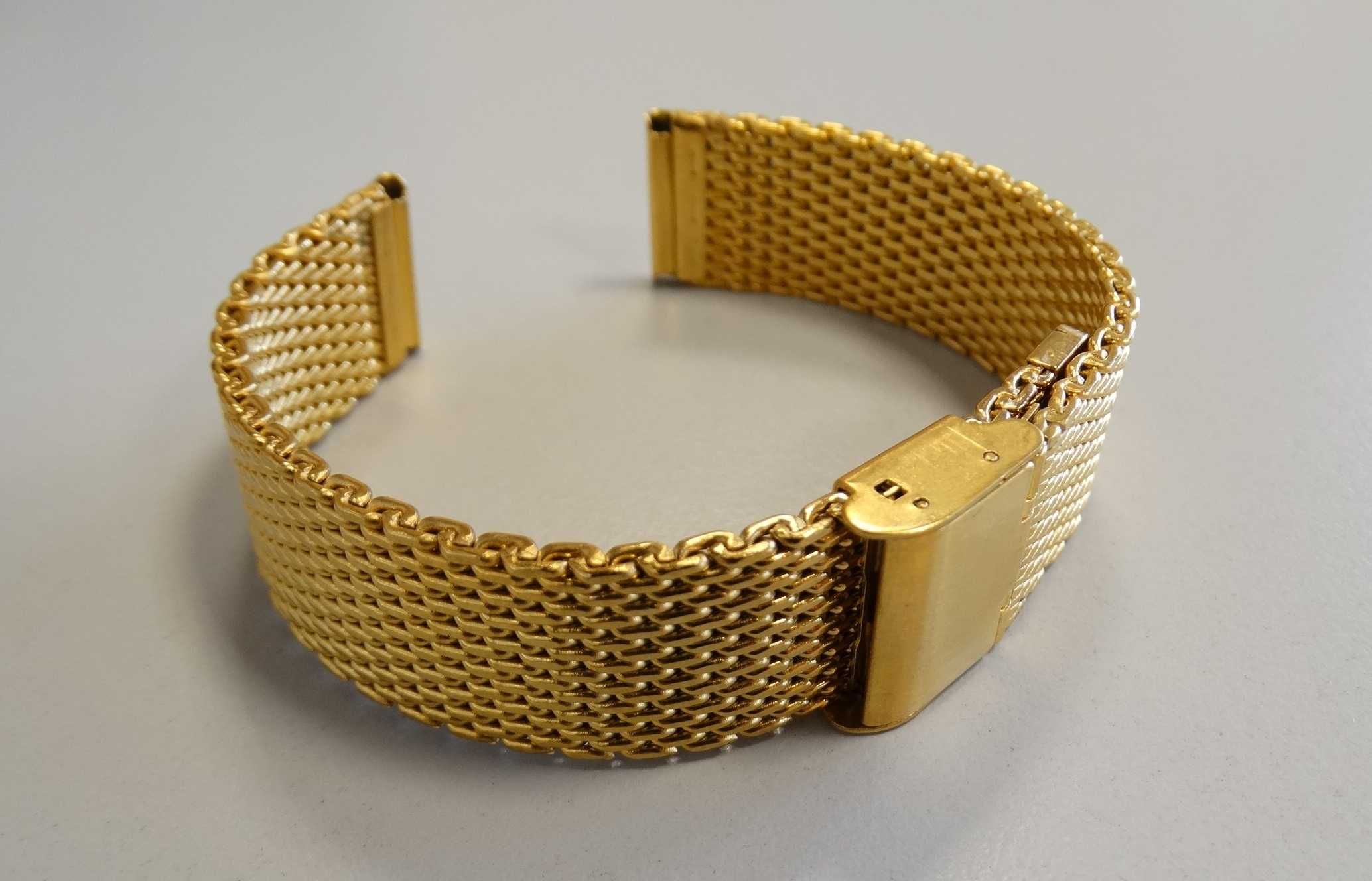 Bransoleta mesh 20mm 22mm do zegarka złota milano