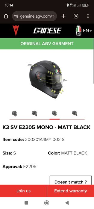Agv K3 SV Preto Tamanho S