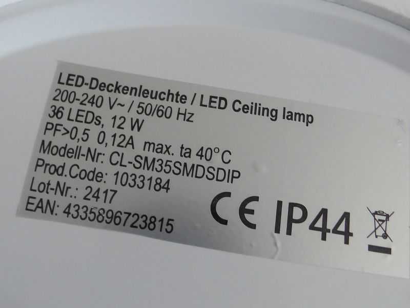 Plafon oświetlenie sufitowe lub ścienne IP44 12W 36LED