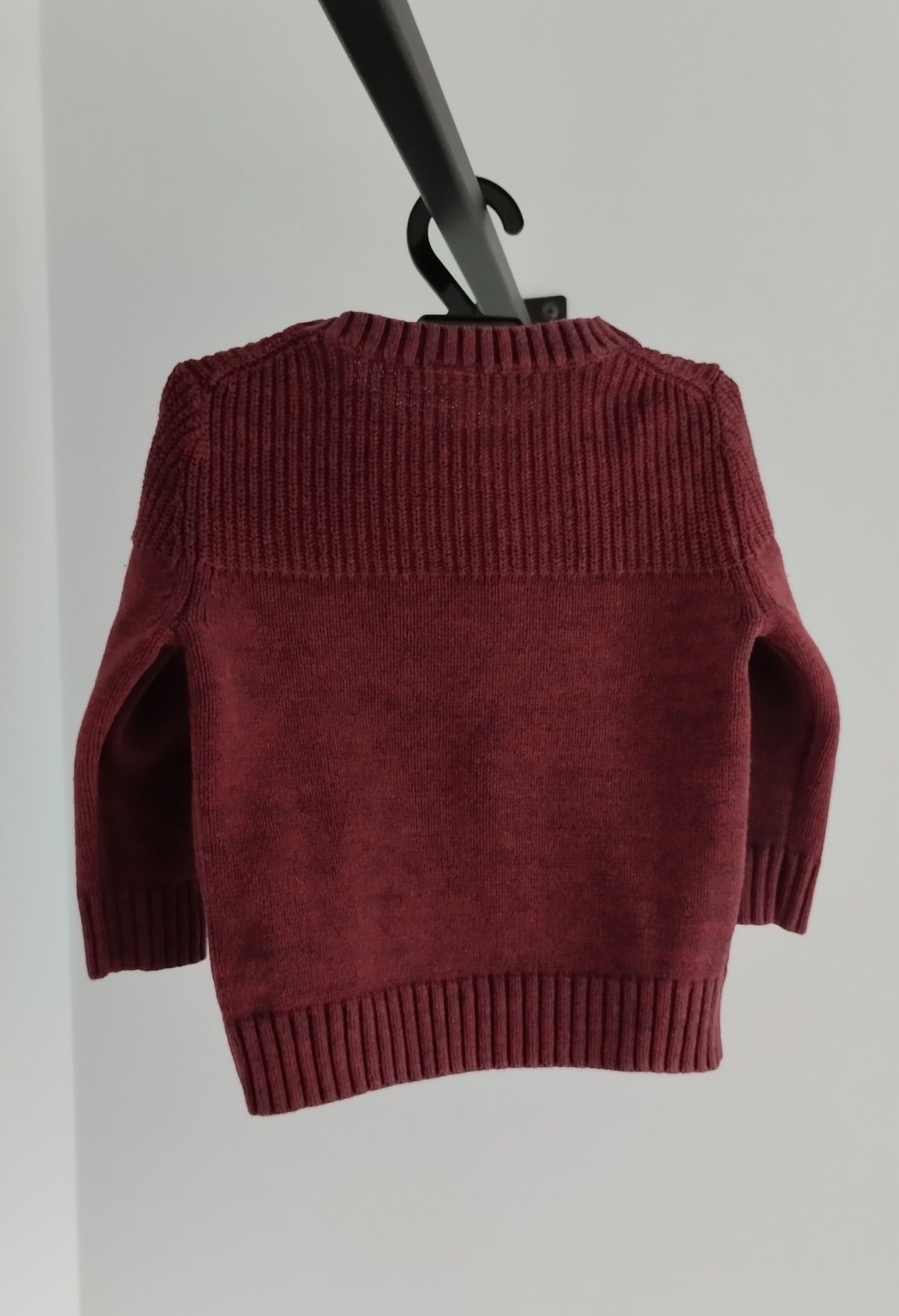 Bawełniany bordowy sweter chłopięcy Baby GAP