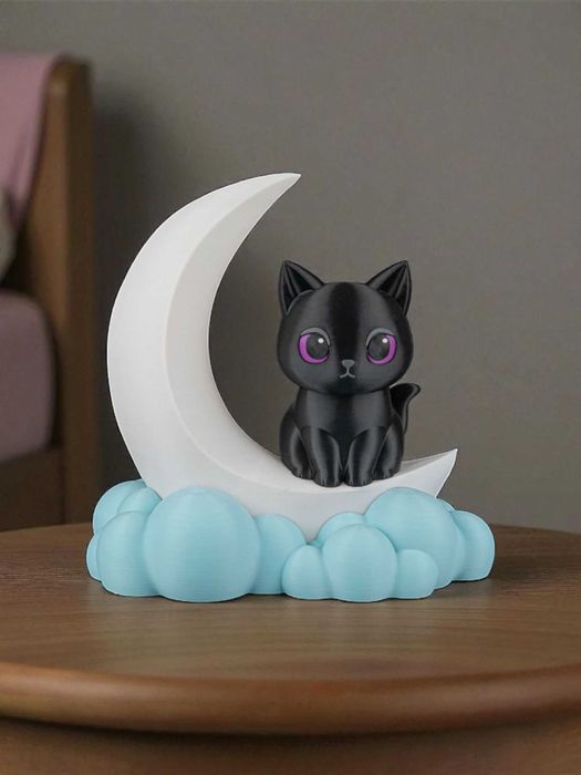 Lampka LED "Dreaming Kitty" – Uroczy Kotek na Księżycu!
