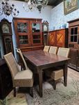Stół kolonialny tekowy plus 6 krzeseł rattan #917 Stylowy Węgrów