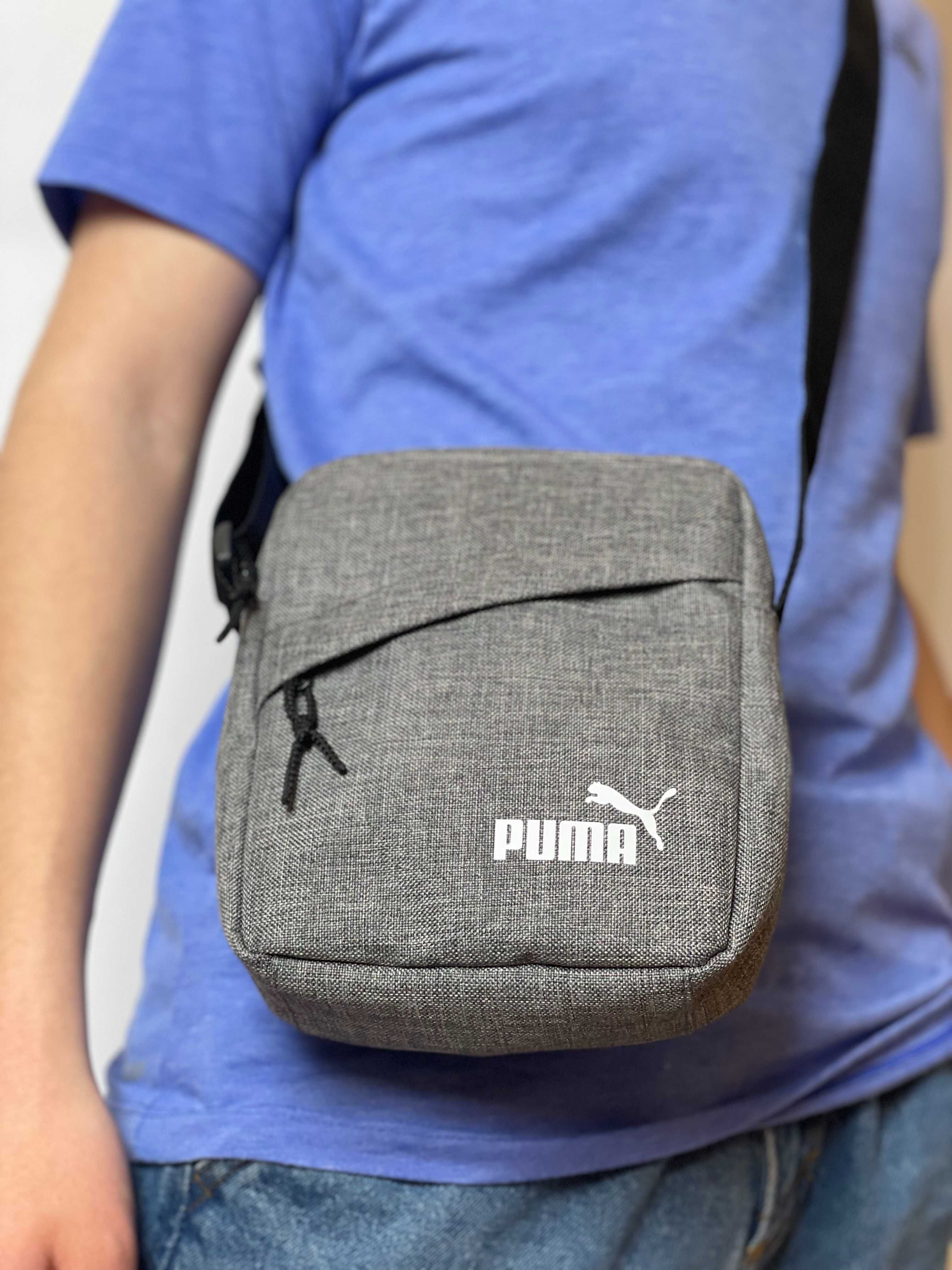 Серый мессенджер Puma | тканевая сумка Пума | барсетка через плечо