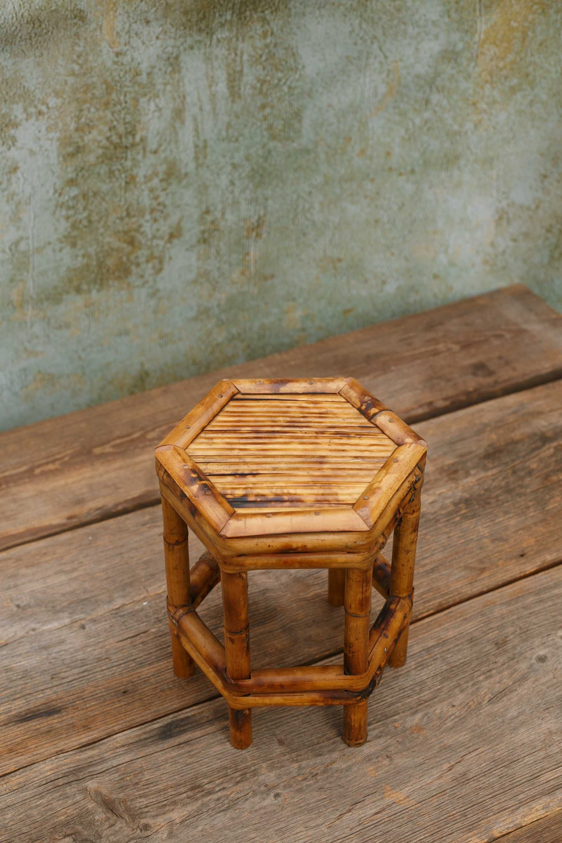 bambusowy kwietnik stołek vintage