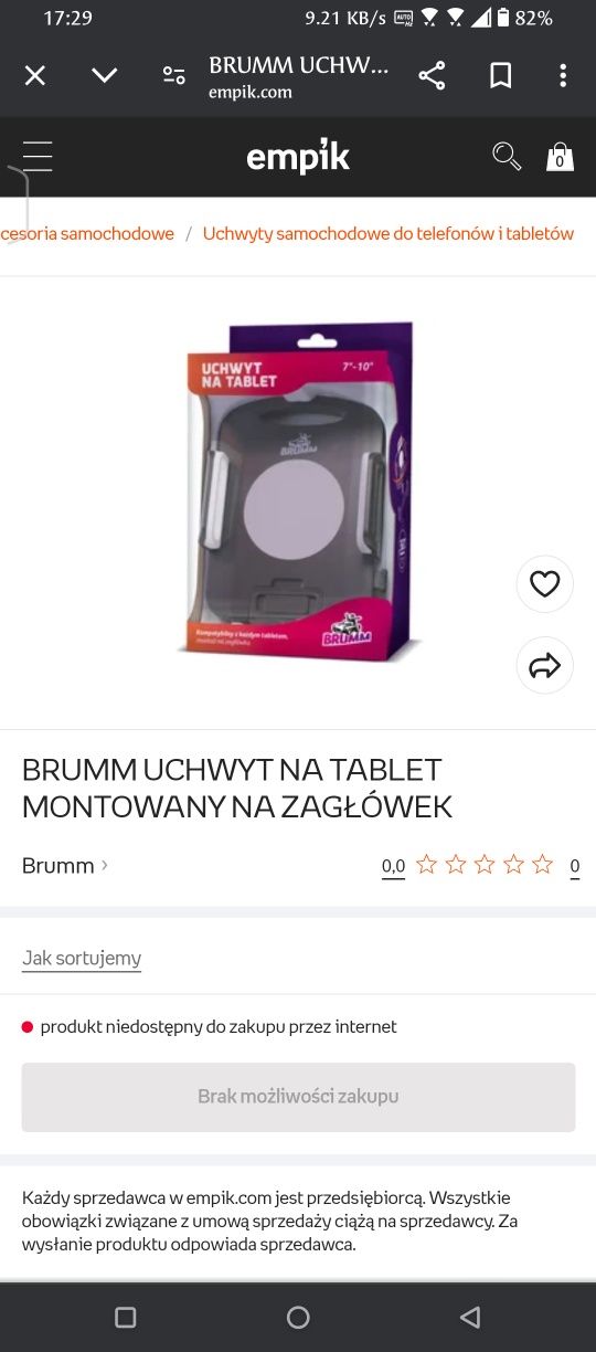 Uchwyt na tablet do samochodu na zagłówek 7-10 cali