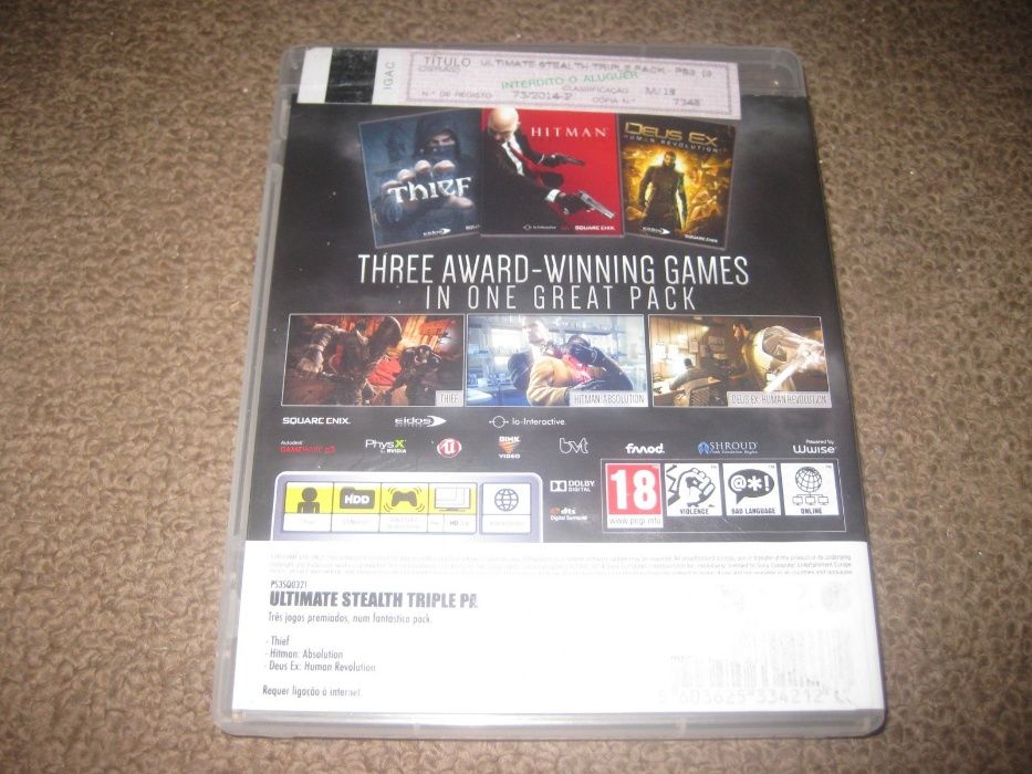 Jogo "Ultimate Stealth- Triple Pack" PS3/Completo!