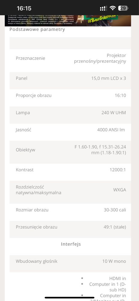 Projektor Panasonic VW 350 WCGA