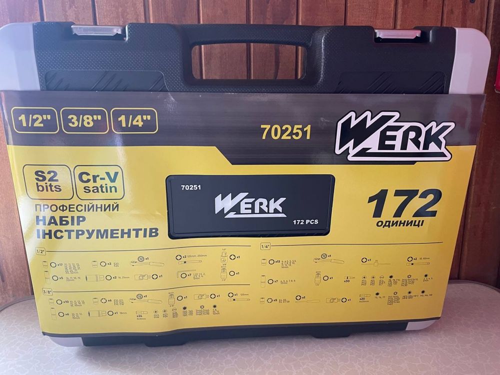 Набір інструментів професійний 1/2", 3/8" і 1/4" 172 од. WERK 70251
