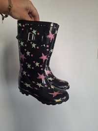 Kalosze 30 dla dziewczynki buty deszczowe czarne długie buty jesienne