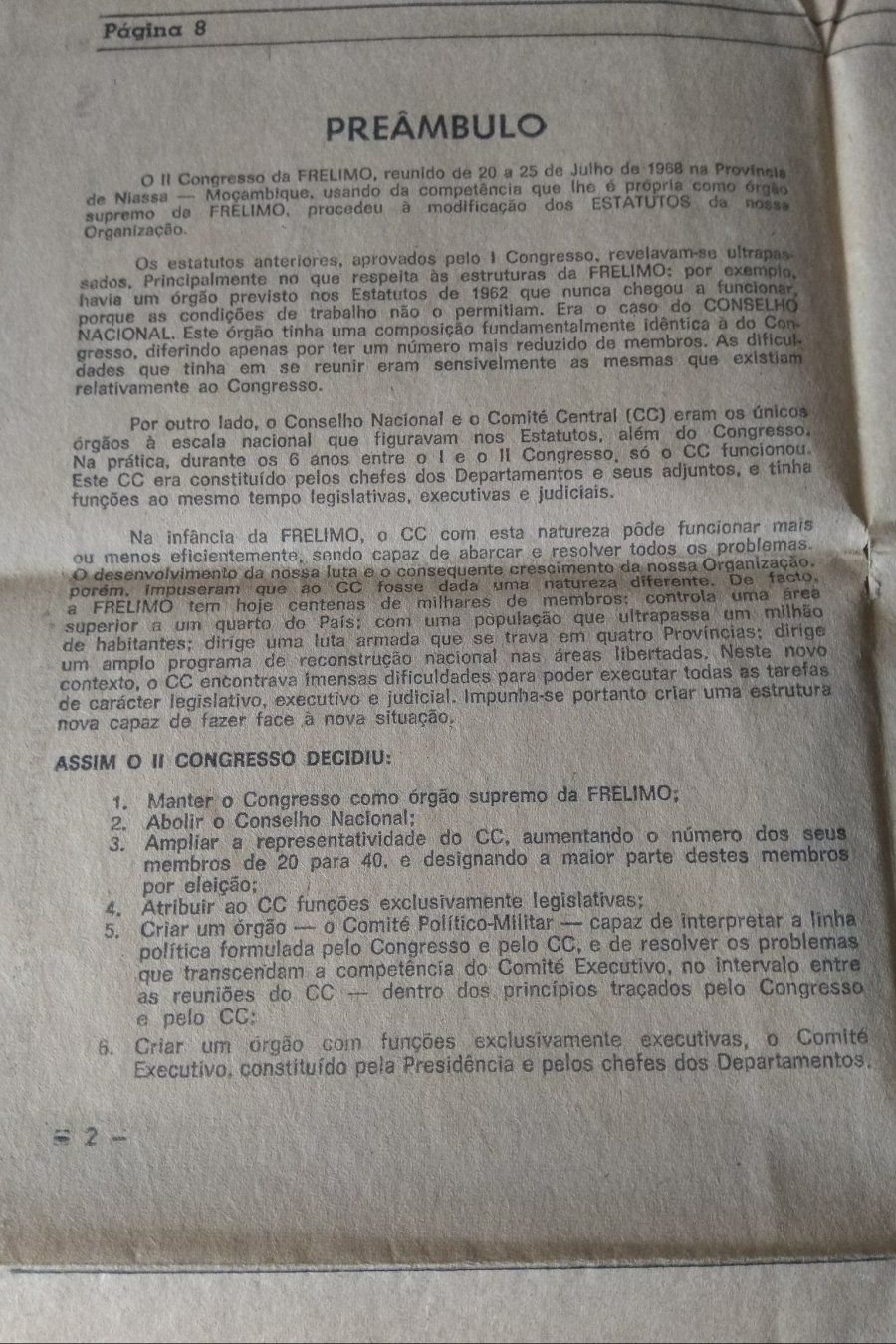 Frente de Libertação de Moçambique Frelimo Estatutos e Programa