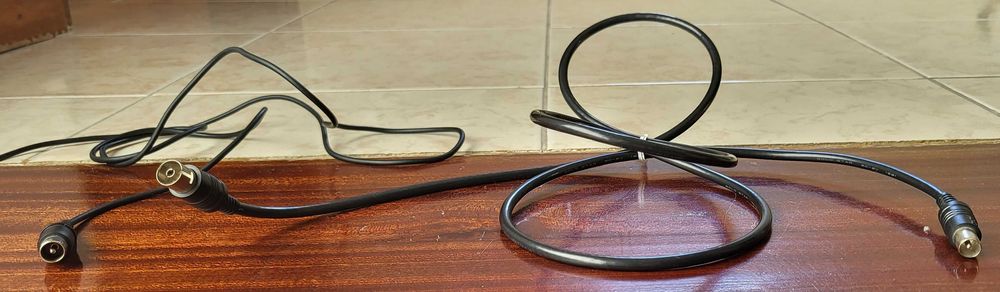 Cabos de Antena Coaxial Preto Macho para Fêmea e Conversor