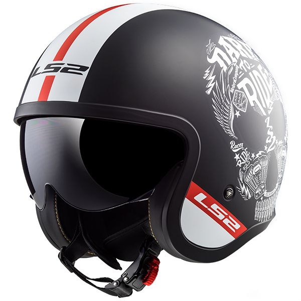 LS2 OF599 SPITIFIRE INKY matt black white kask otwarty jet orzeszek S