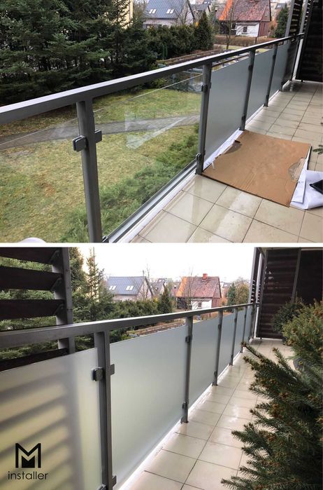 Oklejanie balkonów, szyb, witryn, reklama, folia mrożona, mleczna