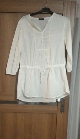 biała Bluzka koszula damska bawełniana rękaw 3 4 rozmiar L Xl