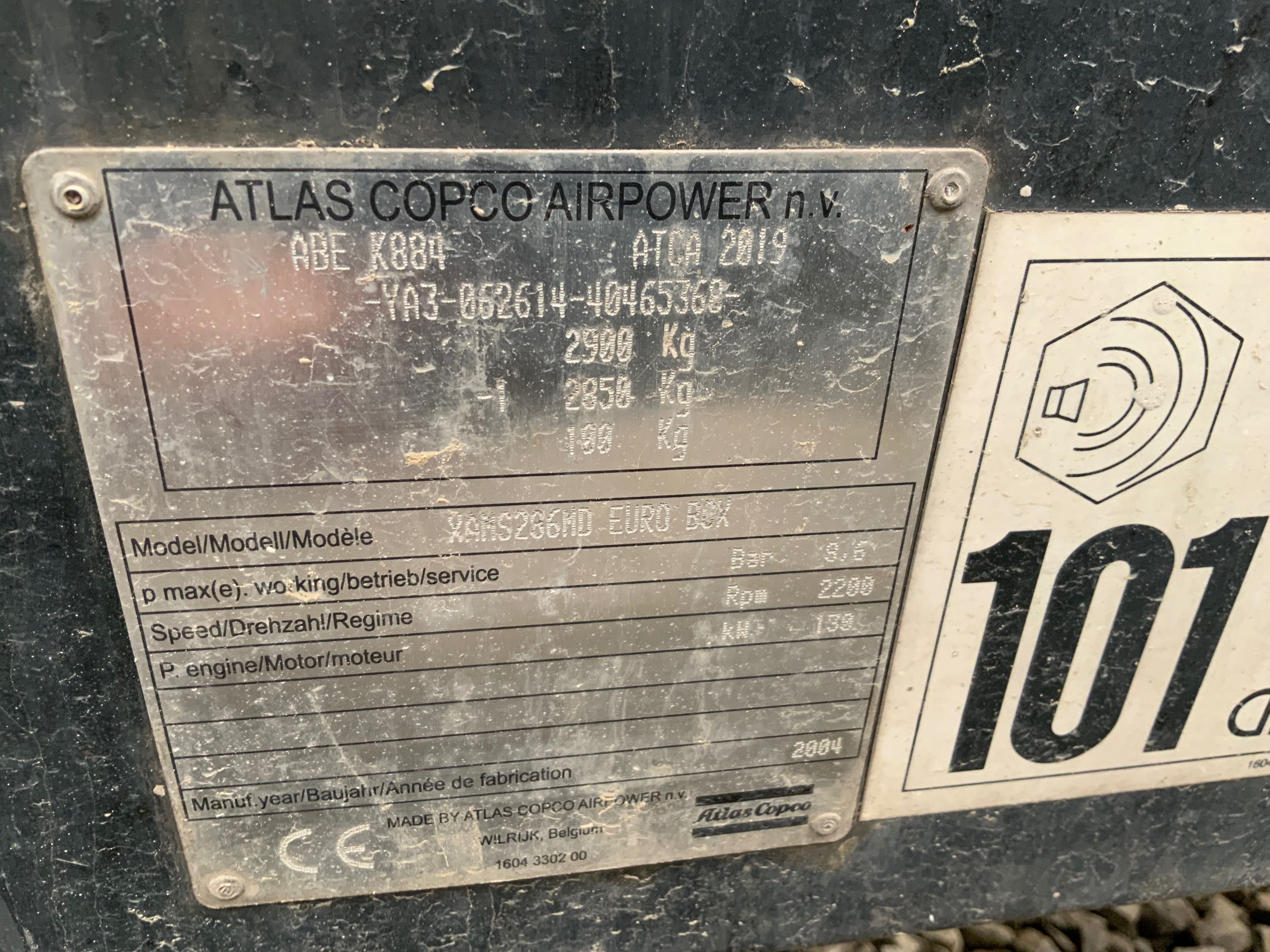 Sprzedaż .Kompresor spalinowy, Sprężarka Śrubowa Atlas Copco XAMS286