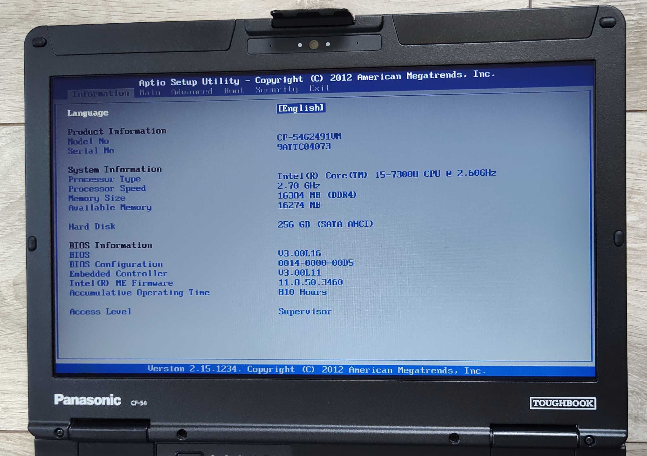 Panasonic CF-54 MK3 14" i5-7300u/16 GB DDR4/SSD 256 GB/GPS/8h
