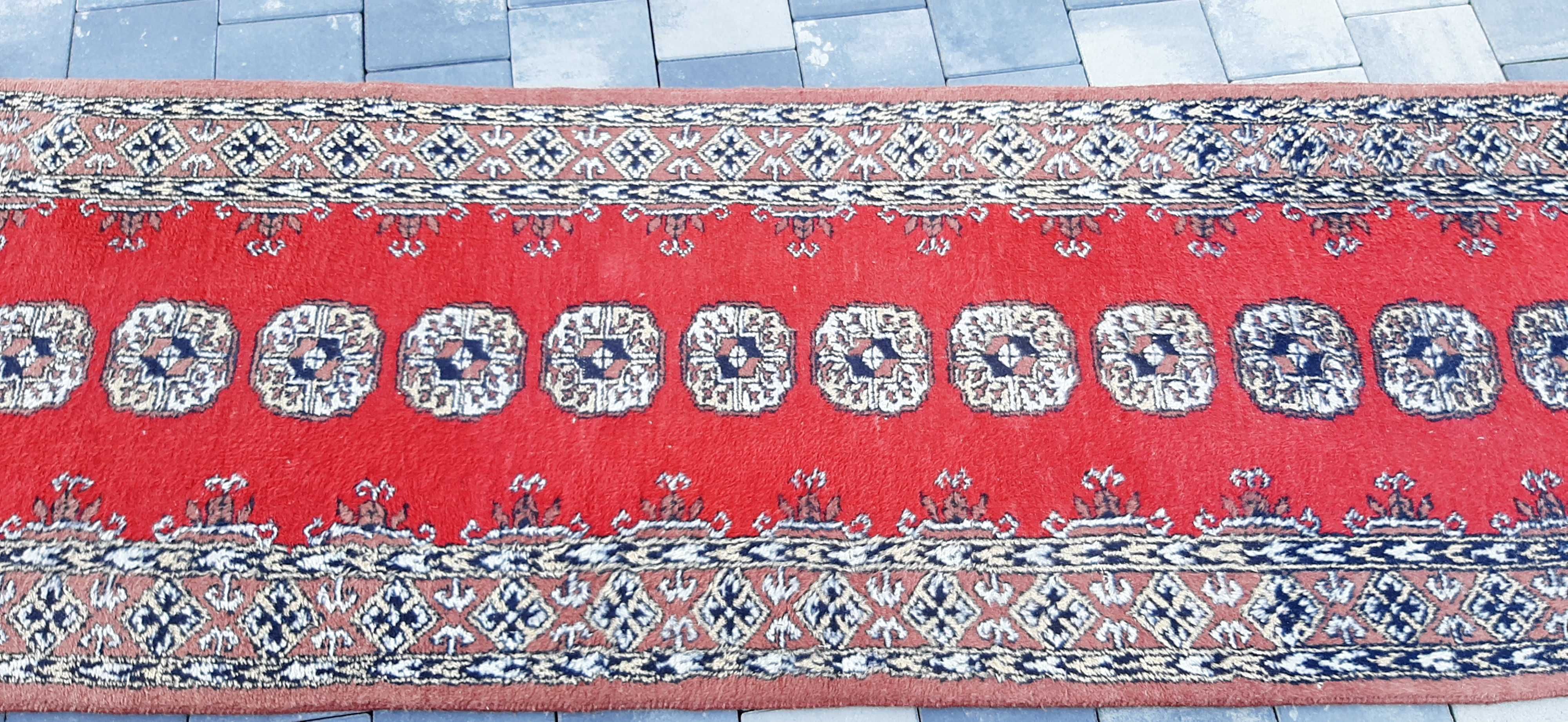 Buchara pakistański dywan wełniany chodnik 400 x 77 cm wełna