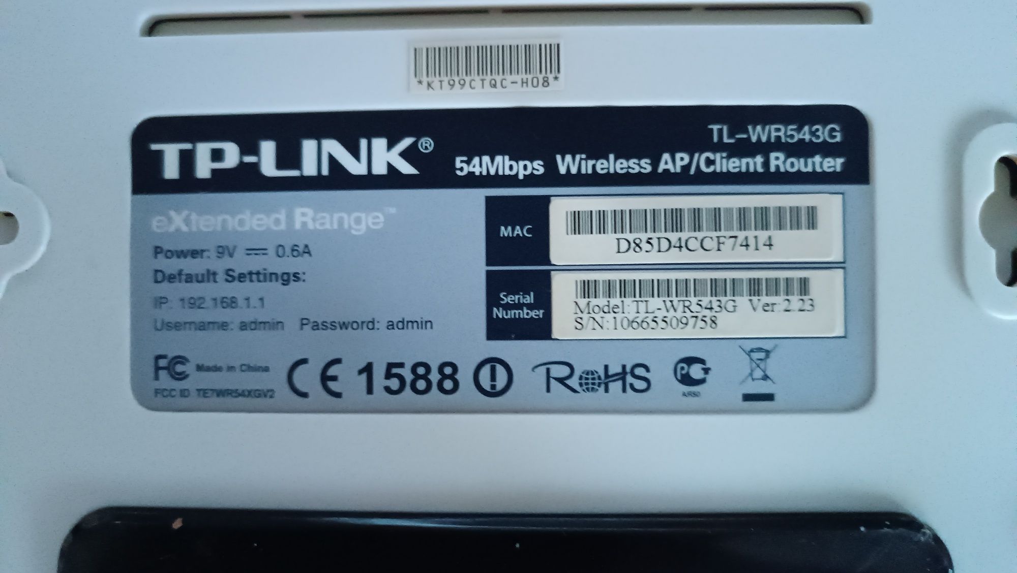 Router TP-LINK TL-WR543G