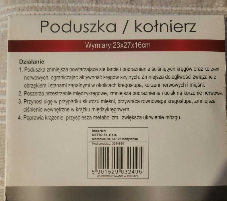 Poduszka kołnierz w opakowaniu