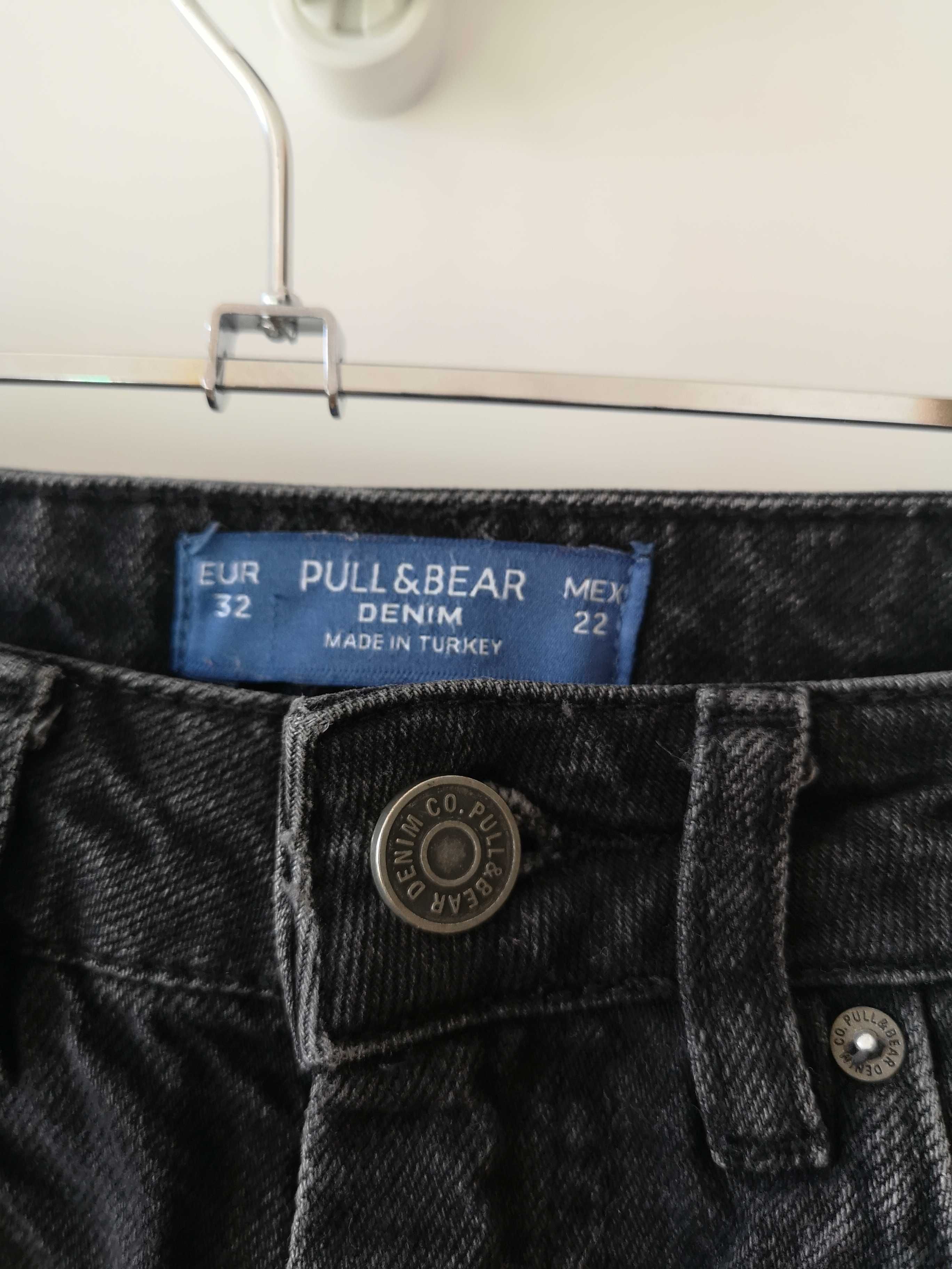Pull & Bear Denim czarne jeansy z ćwiekami 32/XXS