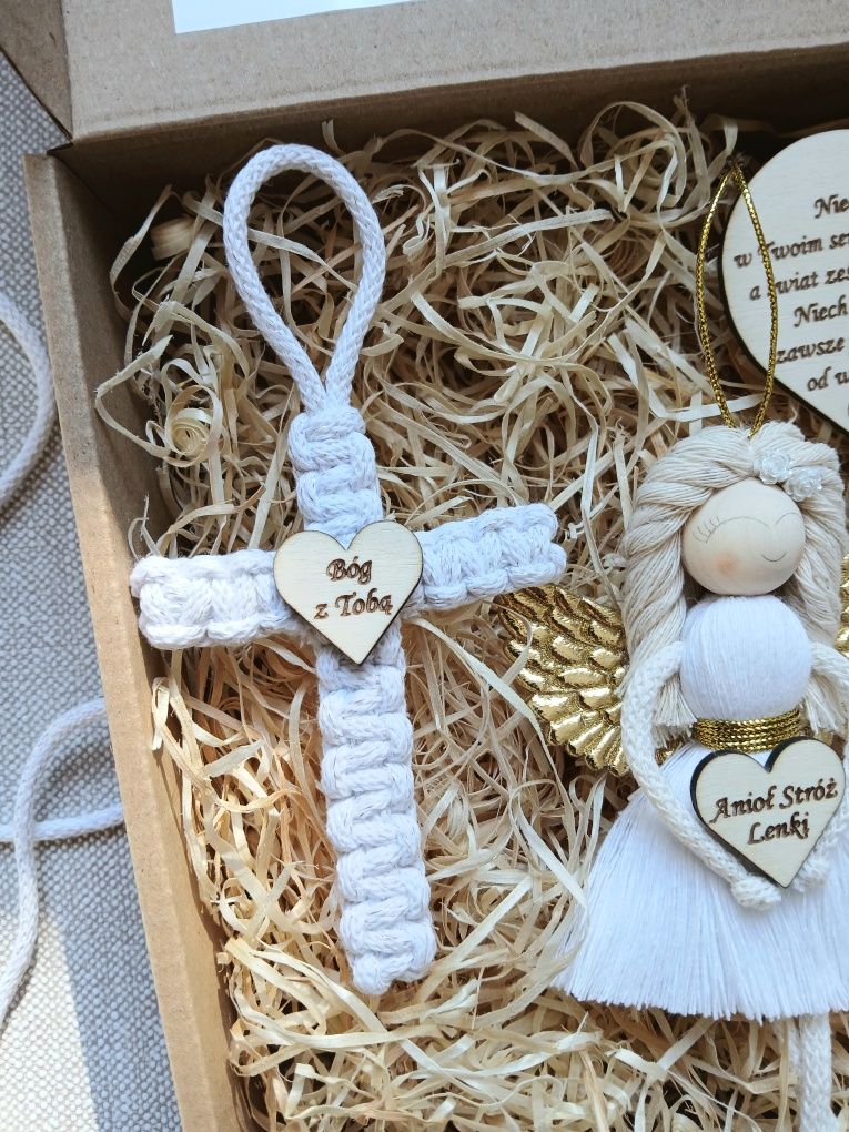 Upominek na chrzest box prezent na chrzciny aniołek
