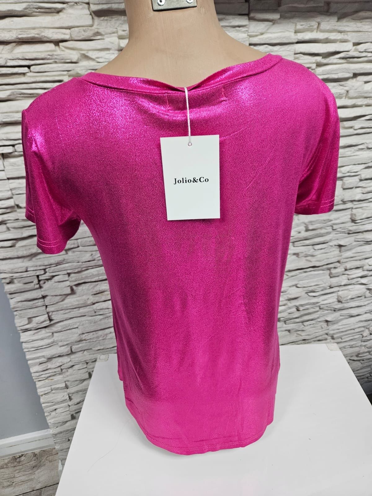 Nowa z metka metaliczna bluzka fuksja premium Jolio & Co rozm S/M
