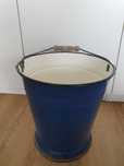 Wiadro metalowe emaliowane granatowe PRL vintage retro