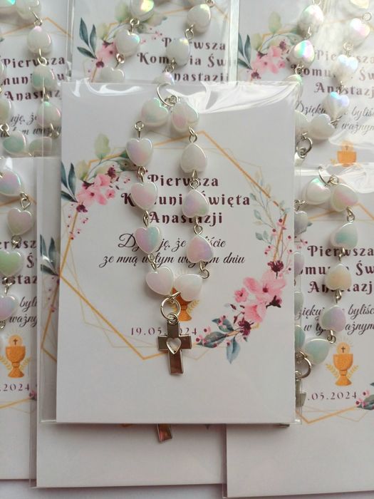 Różaniec dziesiątka Podziękowanie dla gości Komunia na Chrzest Prezent