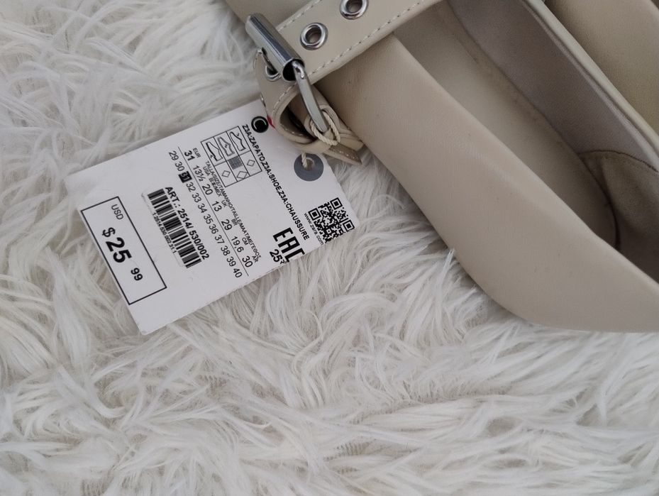 Nowe beżowe baleriny dla dziewczynki Zara roz 31