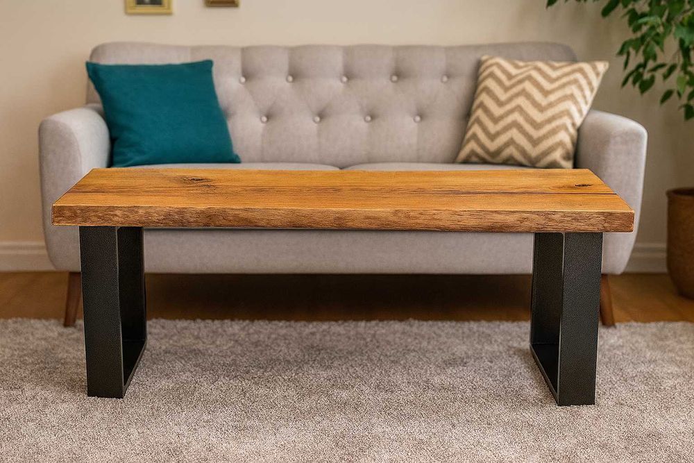 Stolik Kawowy Dębowy LOFT, Ława 100% Lite Drewno DĄB.