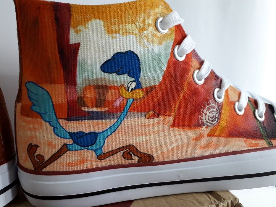 Trampki wysokie białe 38 LOONEY TUNES ręcznie malowane converse