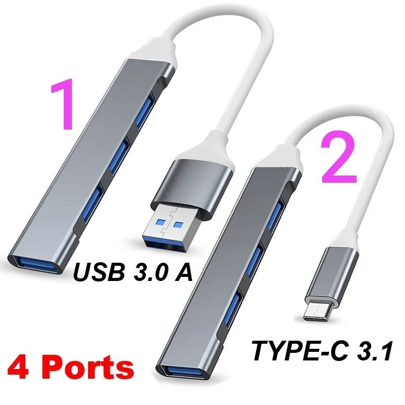 Usb type C hub мульти хаб юсб концетратор на 4 гнезда