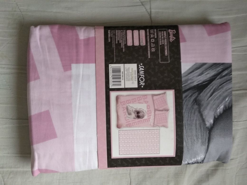 NOWA pościel satynowa Barbie 160x200 + 2 poszewki 70x80