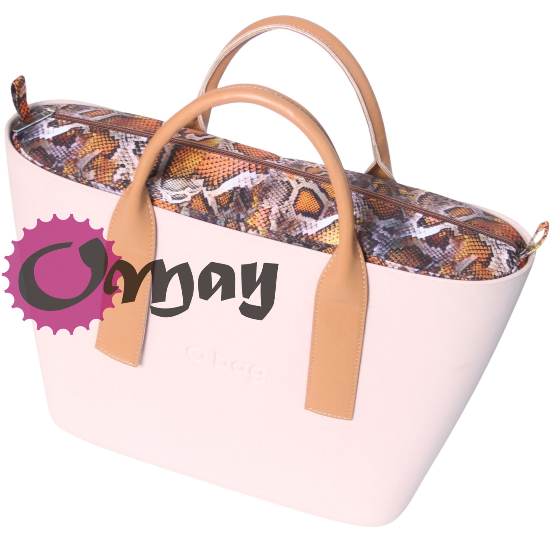 Brązowy organizer do OBAG URBAN wąż wężowy beż piasek wkład VIP OMAY