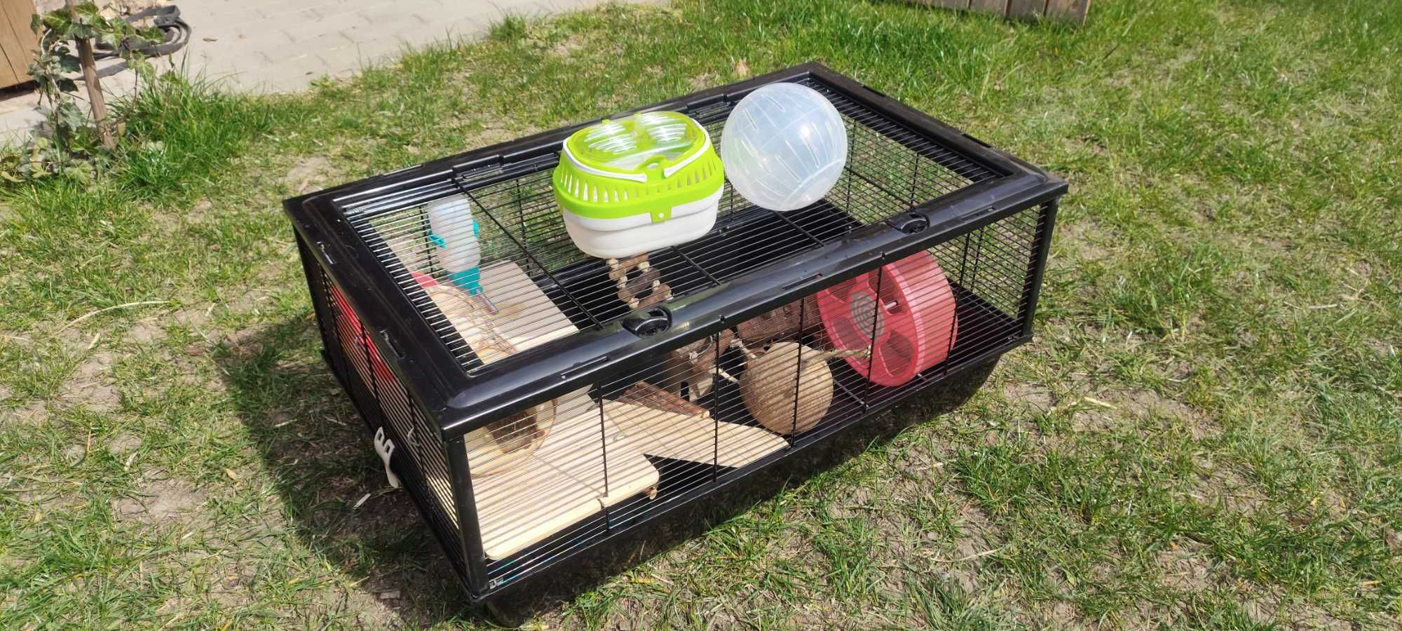 klatka dla chomika + dużo dodatków, transporter, kula, trociny