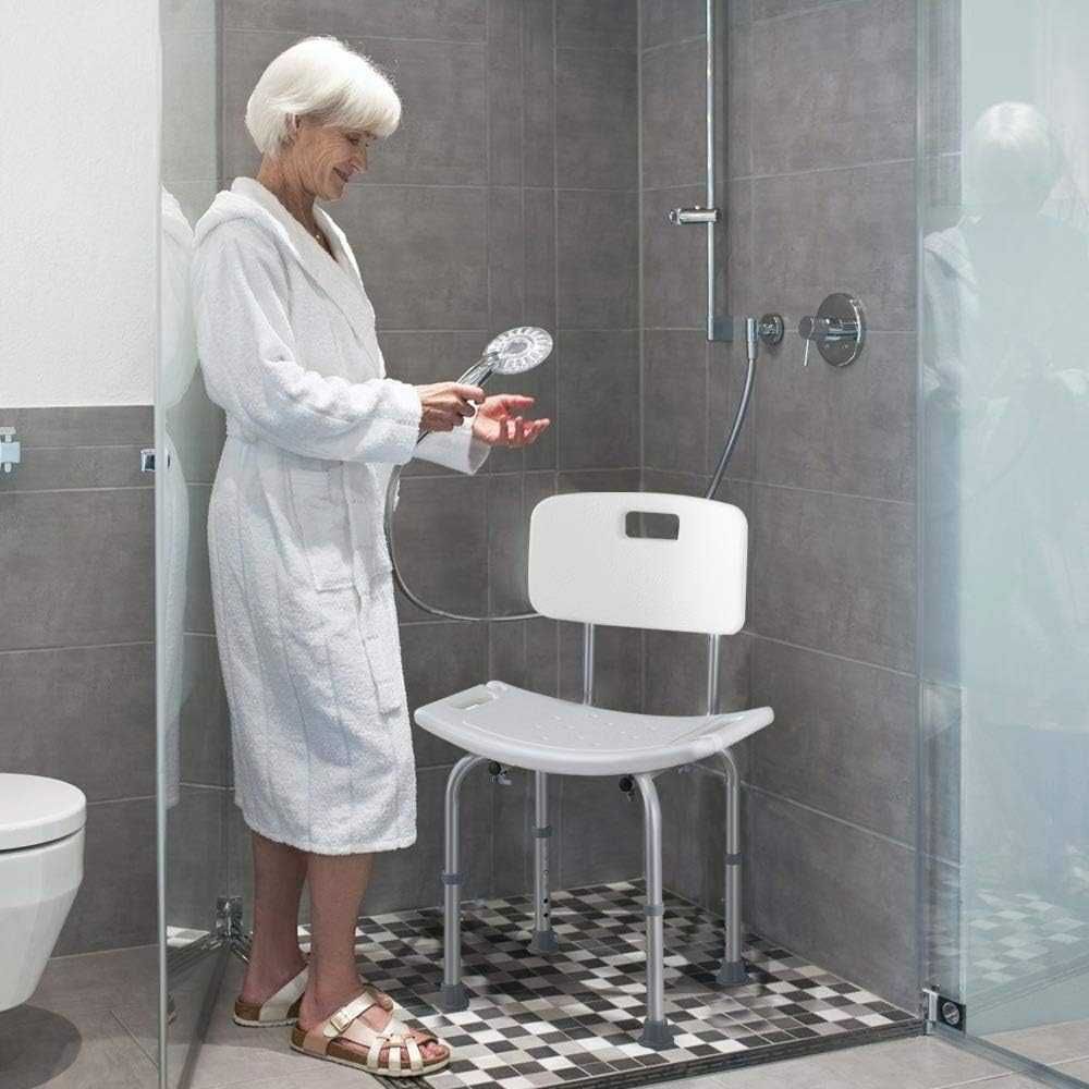 krzesło prysznicowe  łazienkowe z regulacją wysokości 36-49 cm max 150