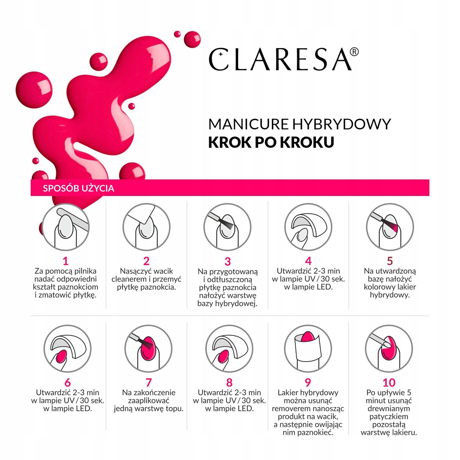 Claresa Lakier Hybrydowy Pink 504 - 5Ml