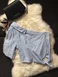 Zara crop top w paski wiązany bez ramienia z kołnierzykiem gwiazd S M