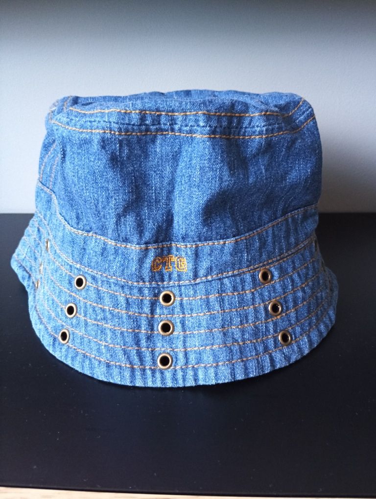 Bucket hat kapelusz jeansowy z napami Lindex 54-56cm denim