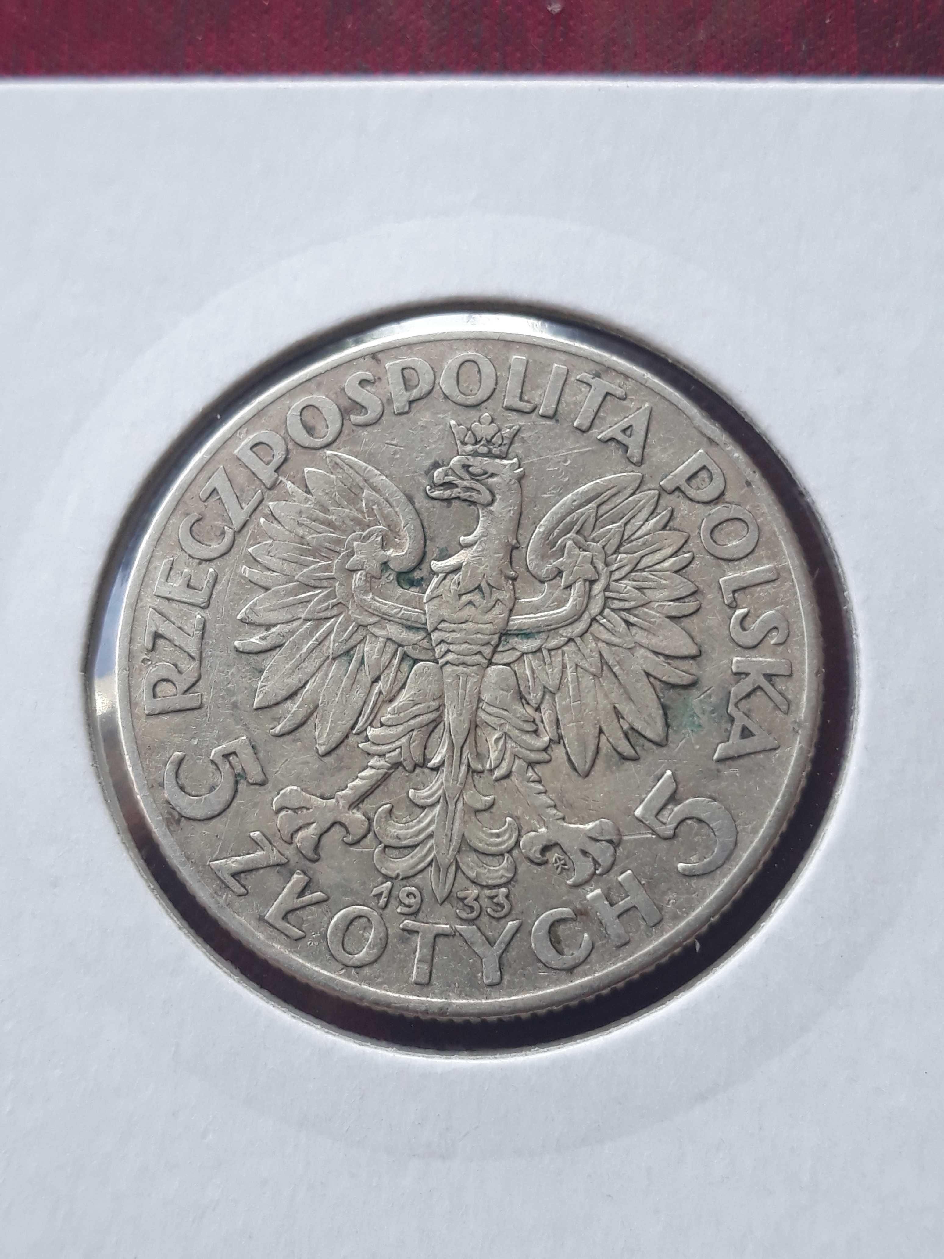 5 zł Głowa  kobiety 1933 r. - nr 8 - oryginał