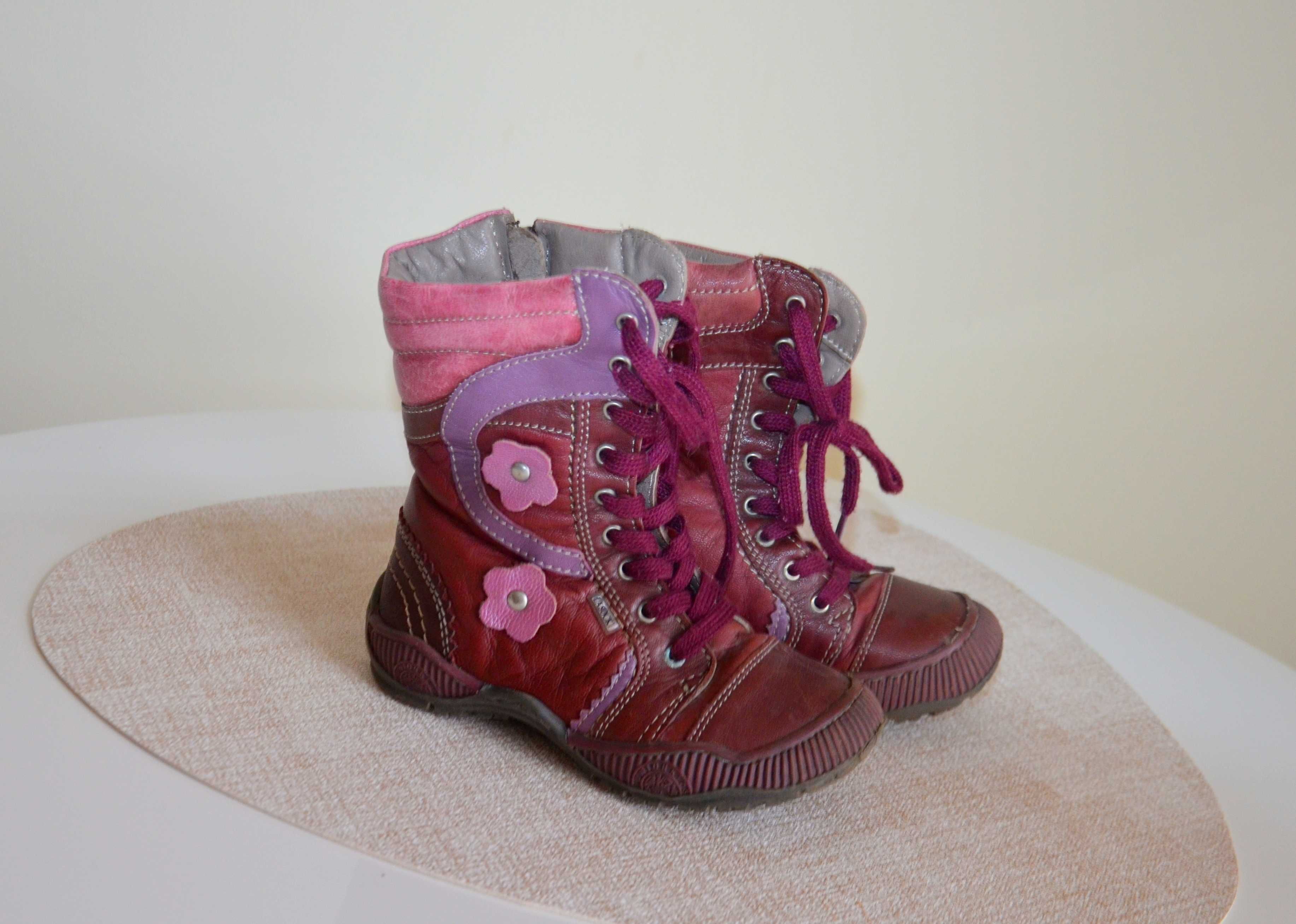 Skórzane buty zimowe kozaki dla dziewczynki Lasocki rozmiar 27