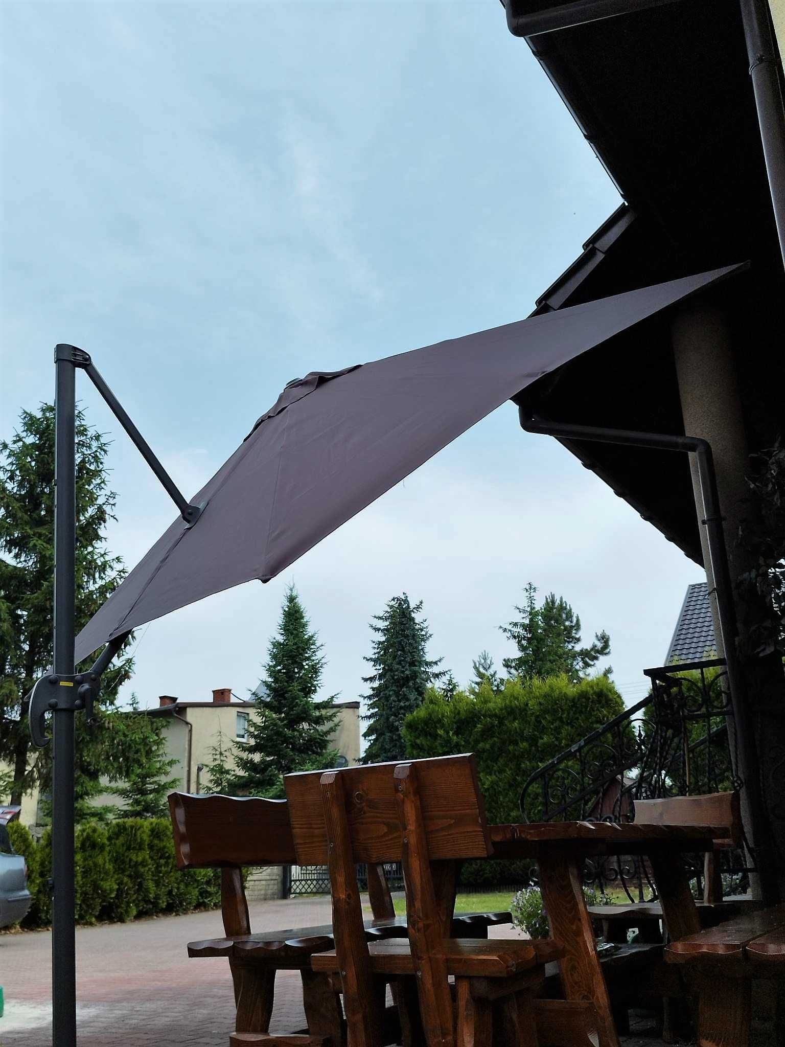 Parasol ogrodowy brązowy 360 stopni Mini Roma 250x250 cm + pokrowiec