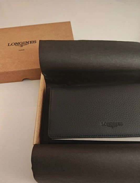 Portfel skórzany duży nowy Longines skóra naturalna granatowy prezent
