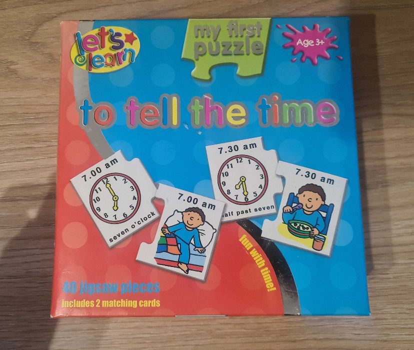 Let's learn To tell the time puzzle Nauka zabawa angielski czas czynno