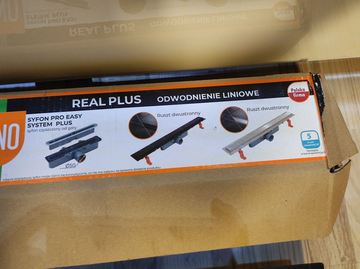 NOWE Odwodnienie liniowe Real Plus Slim Black z rusztem L900